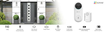 EZVIZ DB2C Kit  Wire-Free Video Doorbell with Chime