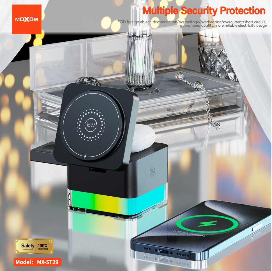 MOXOM 3in1 Magnetic Wireless Charger