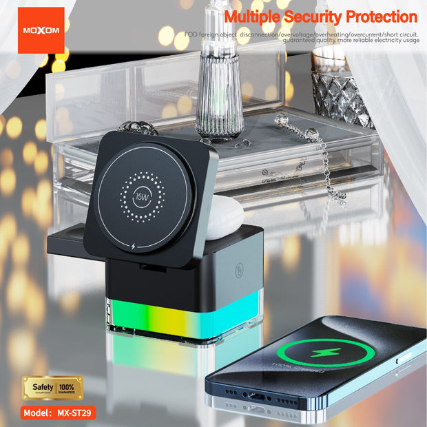 MOXOM 3in1 Magnetic Wireless Charger
