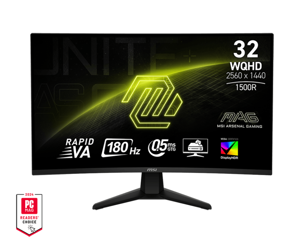 MSI Mag 32 inch WQHD Curved Gaming Monitor , 180hz refresh rate, 0.5ms GtG (Playstation, XBOX, PC)