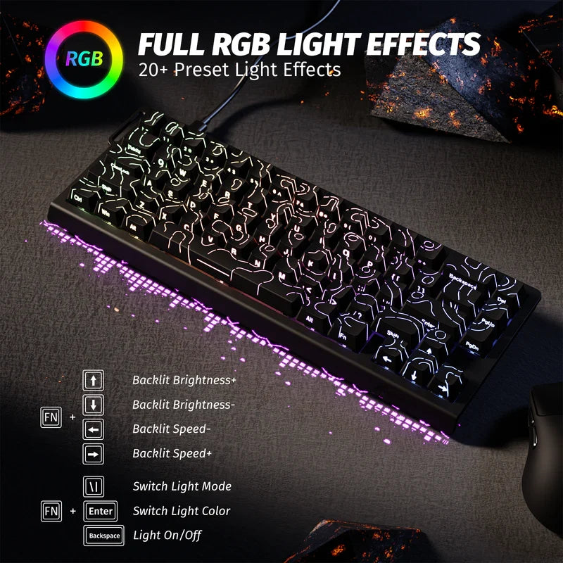 Attack Shark X68 HE RGB Magnetic Switch Keyboard - Black Contours (Pattern Shines Through Keycaps)