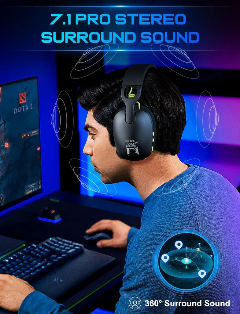 ONIKUMA B2 Wireless Headset Three Mode, Bluetooth + 2.4g Wireless + Wired Lightweight E-Sports Gaming Headphone Suitable for PC, PS4, PS5, Smart Phone, Mac - Black