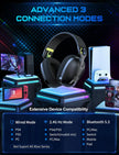 ONIKUMA B2 Wireless Headset Three Mode, Bluetooth + 2.4g Wireless + Wired Lightweight E-Sports Gaming Headphone Suitable for PC, PS4, PS5, Smart Phone, Mac - Black