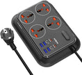 MOXOM 12in1 PD Power Strip 2 PD20W & 2 USB-C & 4 Socket & 4 USB-A And One Key Master Control For Multi Devices 2 Meter - Black