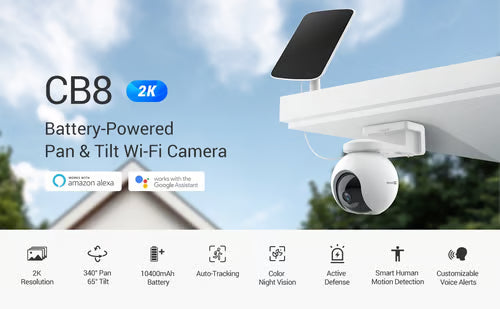 EZVIZ CB8 Smart Ai Home Battery Camera with Solar Panel QHD resolution