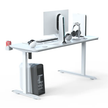 L-Shaped 160cm RGB Gaming Desk with Cup & Headset Holder - White