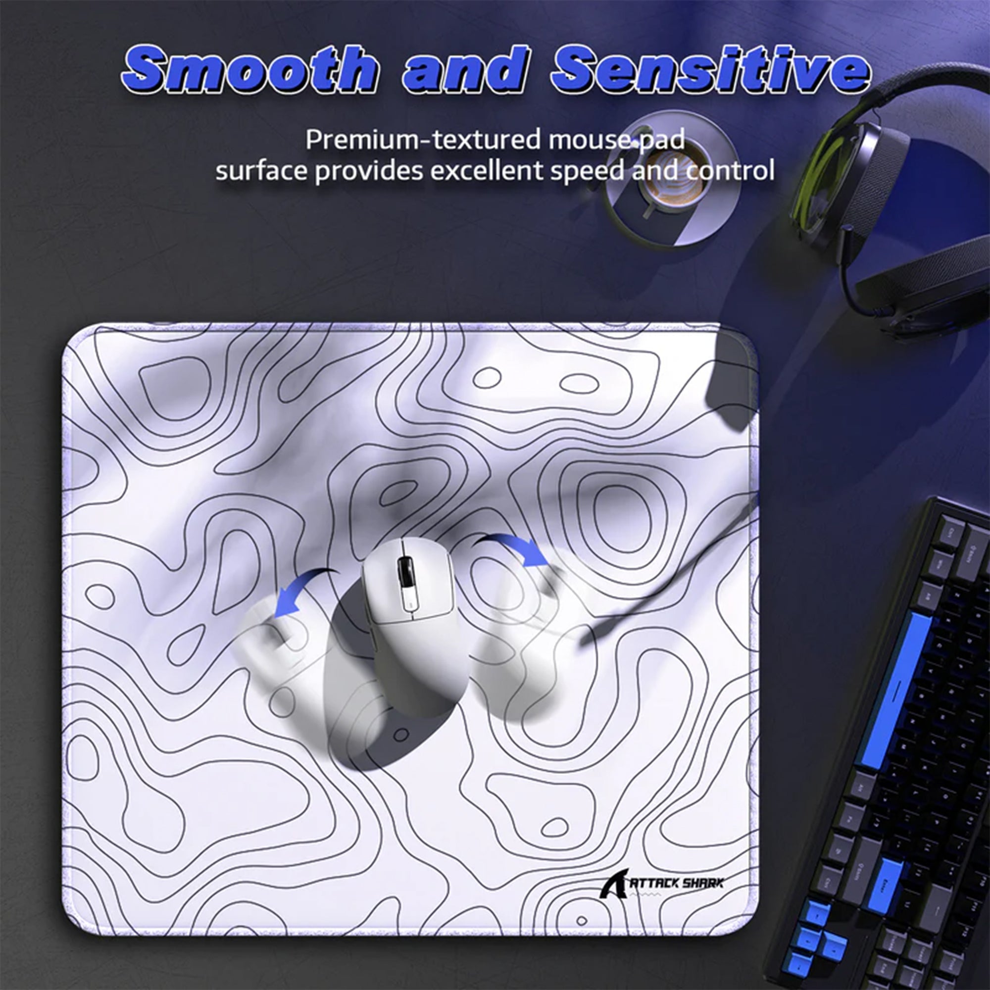 Attack Shark CM02 eSport Gaming Mouse Pad - White with Contour Line