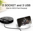 Moxom ST03 Power Socket With 3 USB Fast Charging Ports And Mobile Stand  - Black