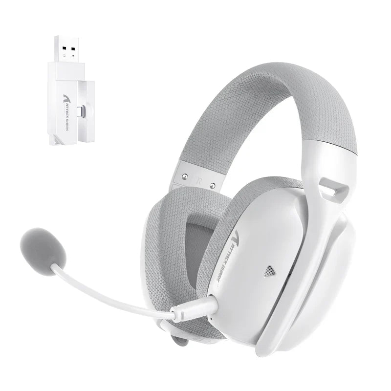 Attack Shark L80PRO Wireless Gaming Headset Lightweight Headphones with 20ms Low Latency, Dual Mics, 40mm Drivers, 300mAh Battery - 3 Modes (2.4G/Bluetooth/Wired) for PC/PS/XBOX