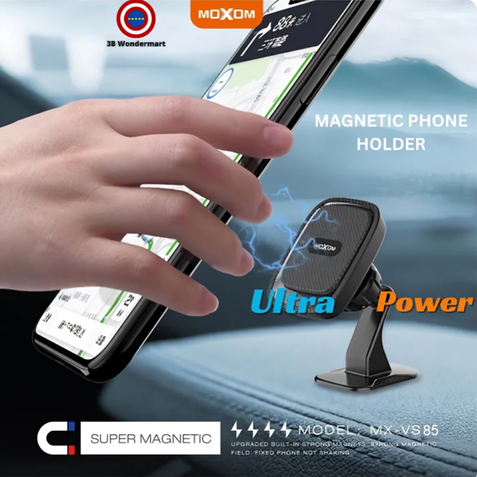 MOXOM Magnetic Mount Phone Holder for Car Dashboard or Windscreen