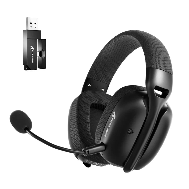 Attack Shark L80PRO Wireless Gaming Headset Lightweight Headphones with 20ms Low Latency, Dual Mics, 40mm Drivers, 300mAh Battery - 3 Modes (2.4G/Bluetooth/Wired) for PC/PS/XBOX