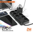 Moxom 14-in-1 High-Duty Power Strip – Multi-Socket Extension with USB Charging & Safety Protection - Black