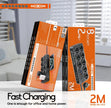 Moxom 14-in-1 High-Duty Power Strip – Multi-Socket Extension with USB Charging & Safety Protection - Black