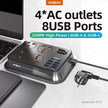 MOXOM Smart Anti-Static Power Socket 3.4A 6 USB Ports – 2 Type-C -BLACK-