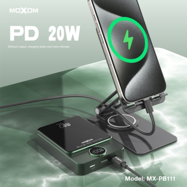 MOXOM 10000mAh PD20W+ Wireless 15W Magnetic and Wired Charging Power Bank