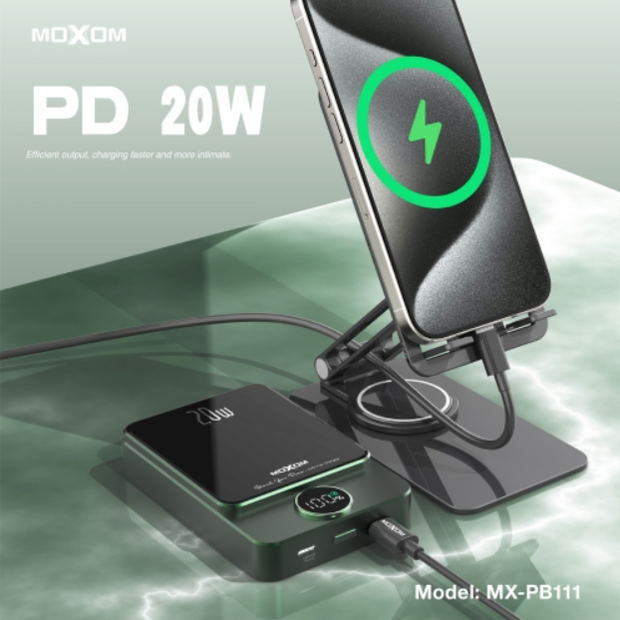 MOXOM 10000mAh PD20W+ Wireless 15W Magnetic and Wired Charging Power Bank