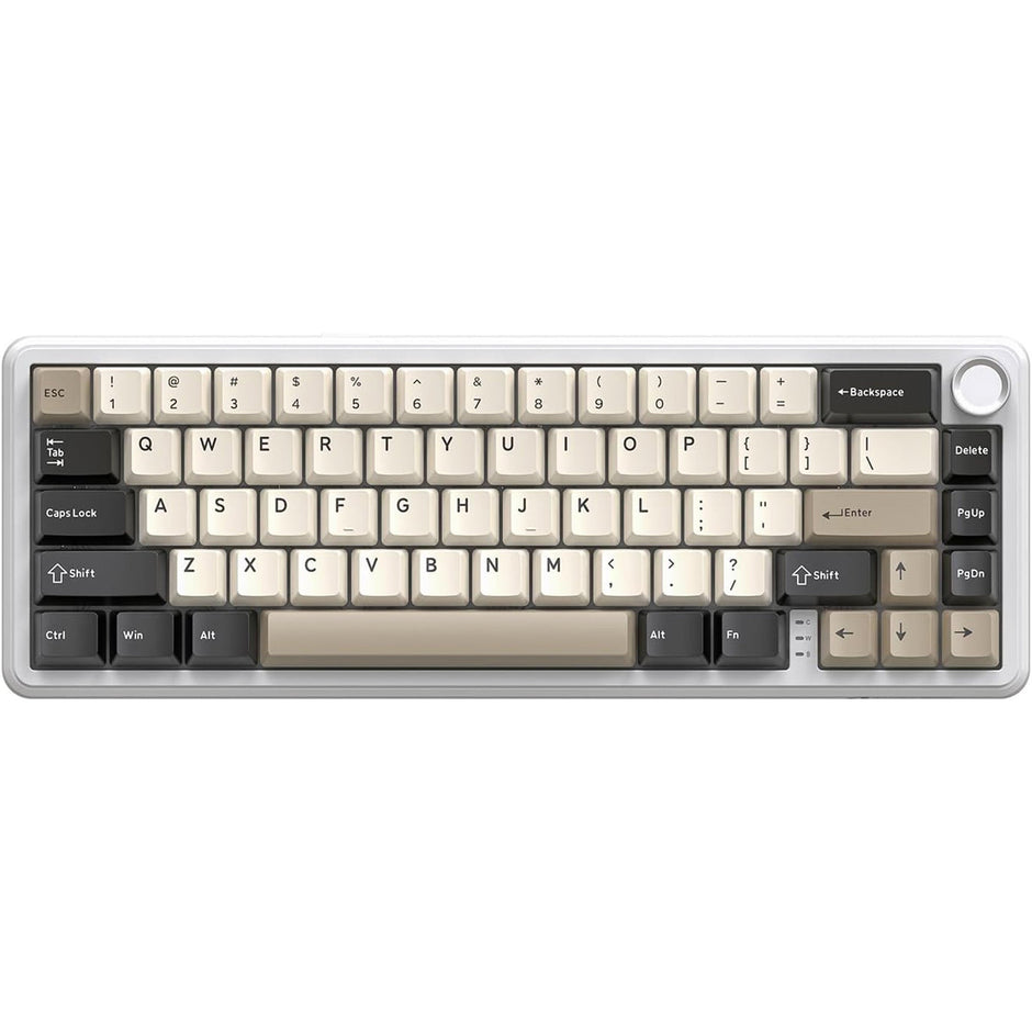 Attack Shark X66 Wireless Mechanical Keyboard with Side Printed PBT Keycaps 60% Wireless Gasket Mechanical Keyboard and Custom Linear Strawberry Switches - Cheese White