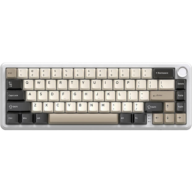 Attack Shark X66 Wireless Mechanical Keyboard with Side Printed PBT Keycaps 60% Wireless Gasket Mechanical Keyboard and Custom Linear Strawberry Switches - Cheese White