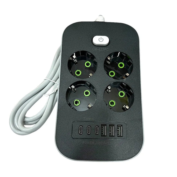 CX-443PC EU Plug Power Strip Outlets 4 Power Socket Extension Cord Electrical Adapter Network Filter With USB Type C PD Fast Charging