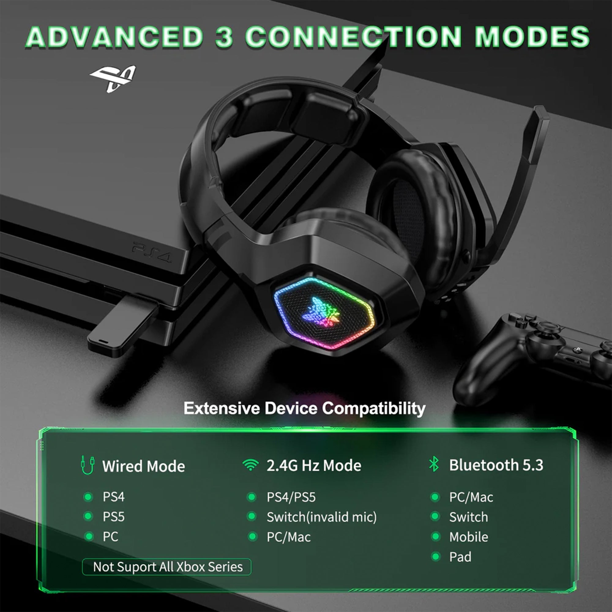 ONIKUMA B100 Headset Headworn Bluetooth 2.4g Wireless Wired Three Mode Lightweight E-Sports Gamer Headphone