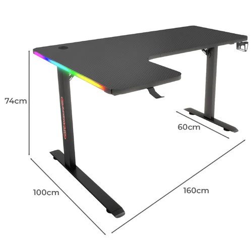 Gaming Desk , L-Shaped, RGB, Carbon Fiber