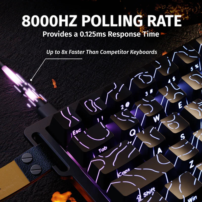Attack Shark X68 HE RGB Magnetic Switch Keyboard - Black Contours (Pattern Shines Through Keycaps)