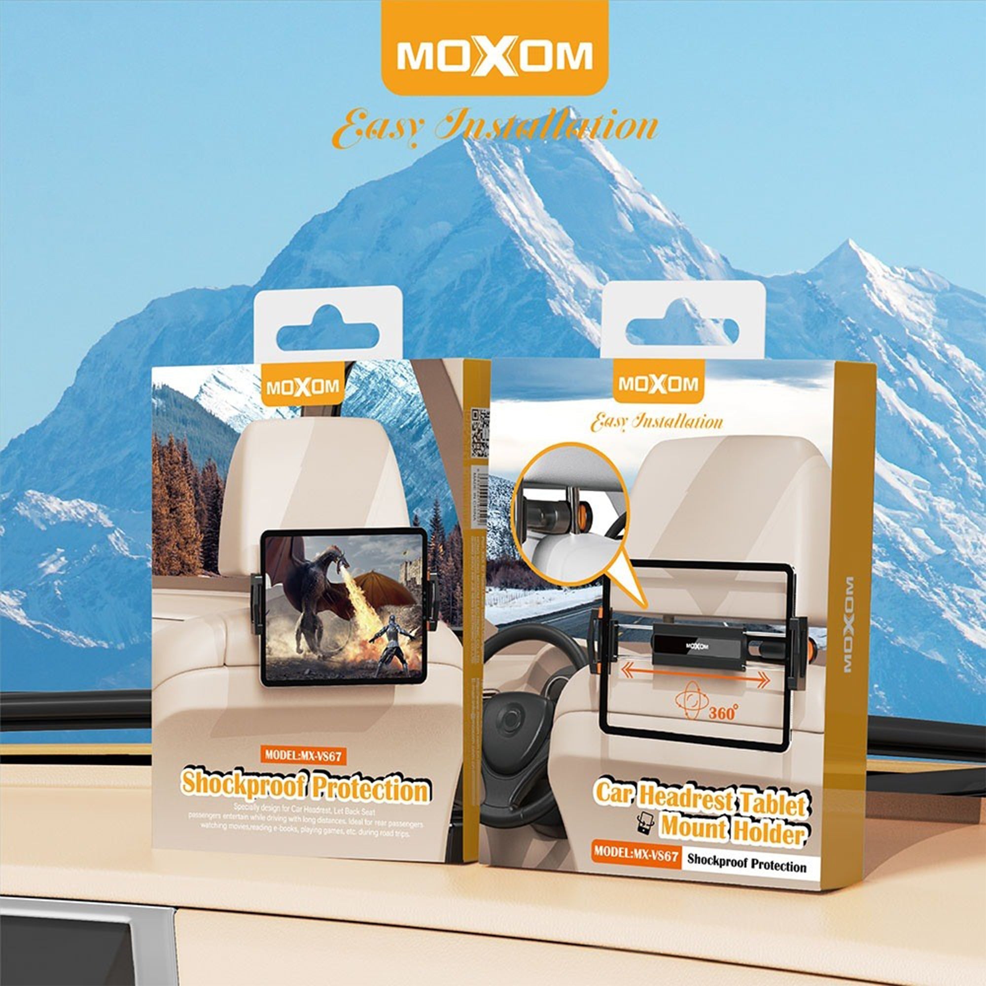 MOXOM Tablet Mount Holder for Car Headrest with Shockproof Protection