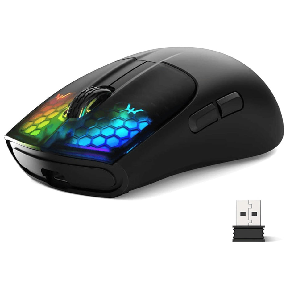 Attack Shark X5 RGB Weightless Mouse Tri-Mode Wired/2.4G/BT5.0, PAW3312 PixArt Optical Sensor, up to 4000DPI, with Long Battery Life for Office/Game