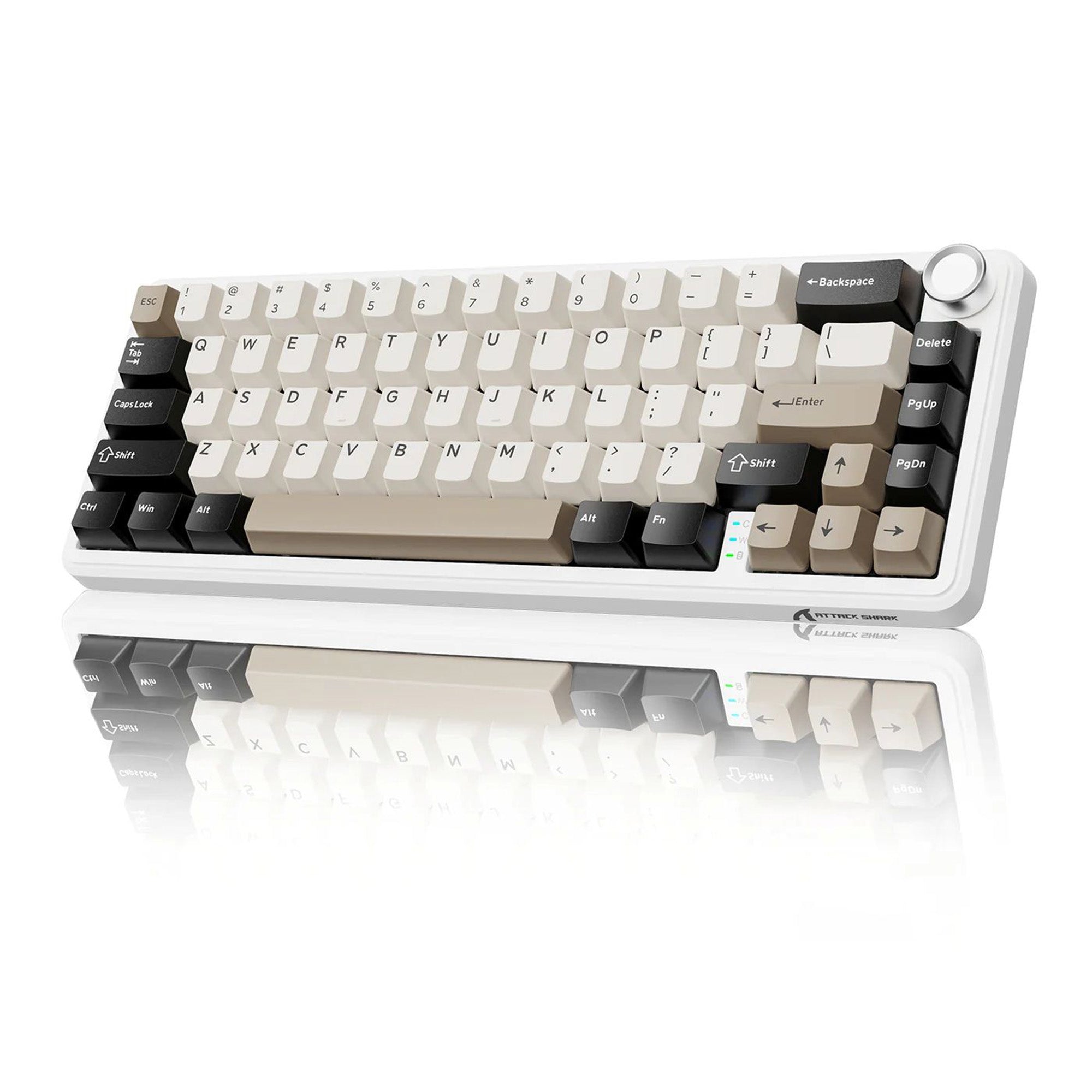 Attack Shark X66 Wireless Mechanical Keyboard with Side Printed PBT Keycaps 60% Wireless Gasket Mechanical Keyboard and Custom Linear Strawberry Switches - Cheese White