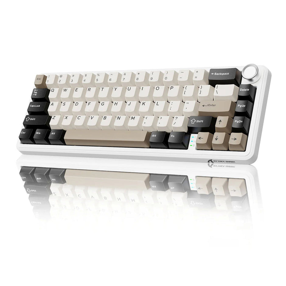 Attack Shark X66 Wireless Mechanical Keyboard with Side Printed PBT Keycaps 60% Wireless Gasket Mechanical Keyboard and Custom Linear Strawberry Switches - Cheese White