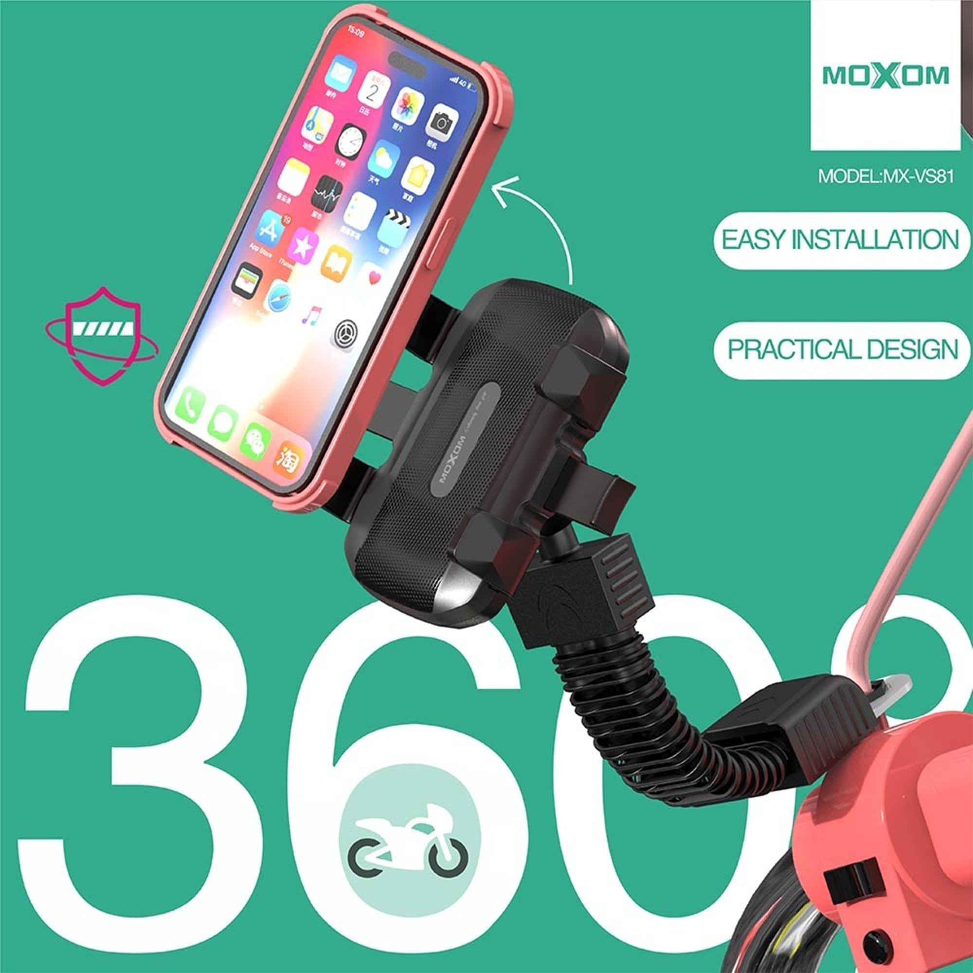 MOXOM Phone Holder for Motocycle Rearview Mirror