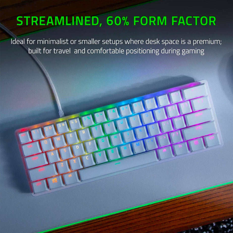 Razer Huntsman Mini 60% Optical Gaming Keyboard with Purple Switch -Mercury White