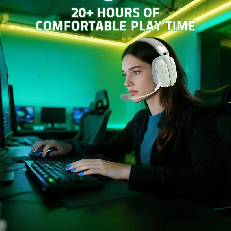 Attack Shark L80PRO Wireless Gaming Headset Lightweight Headphones with 20ms Low Latency, Dual Mics, 40mm Drivers, 300mAh Battery - 3 Modes (2.4G/Bluetooth/Wired) for PC/PS/XBOX