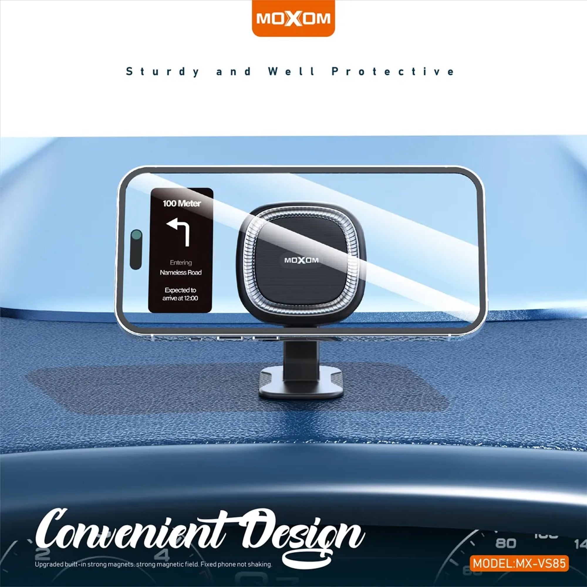 MOXOM Magnetic Mount Phone Holder for Car Dashboard or Windscreen