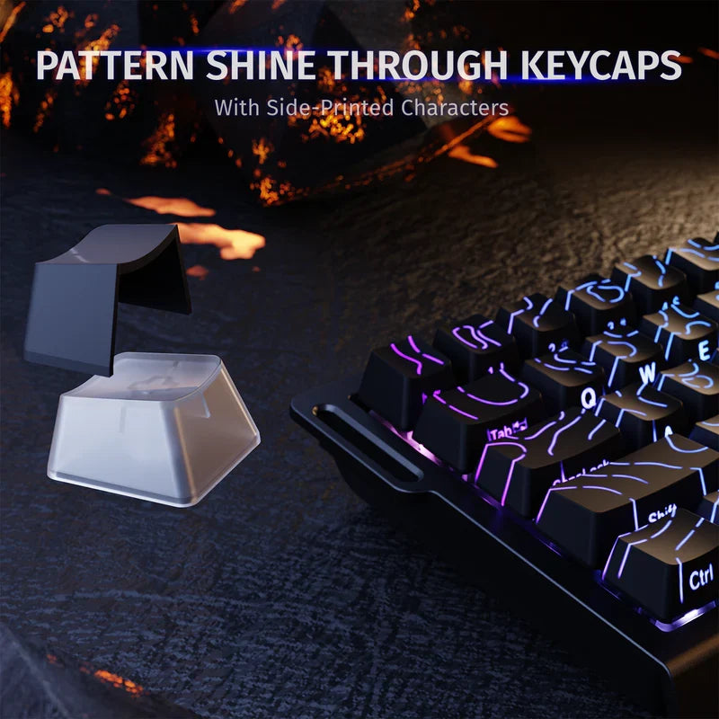 Attack Shark X68 HE RGB Magnetic Switch Keyboard - Black Contours (Pattern Shines Through Keycaps)