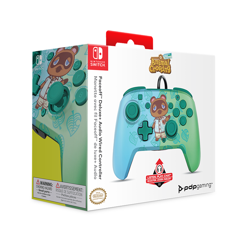 Pdp Faceoff Deluxe+ Wired Controller - Animal Crossing Edition Tom Nook For Nintendo Switch Nintendo