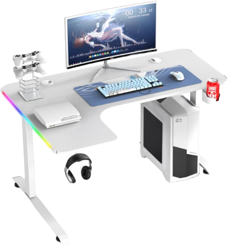 Gaming Desk , L-Shaped, RGB, Carbon Fiber