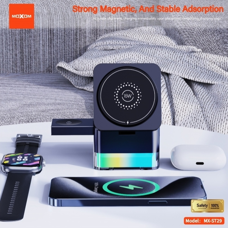 MOXOM 3in1 Magnetic Wireless Charger