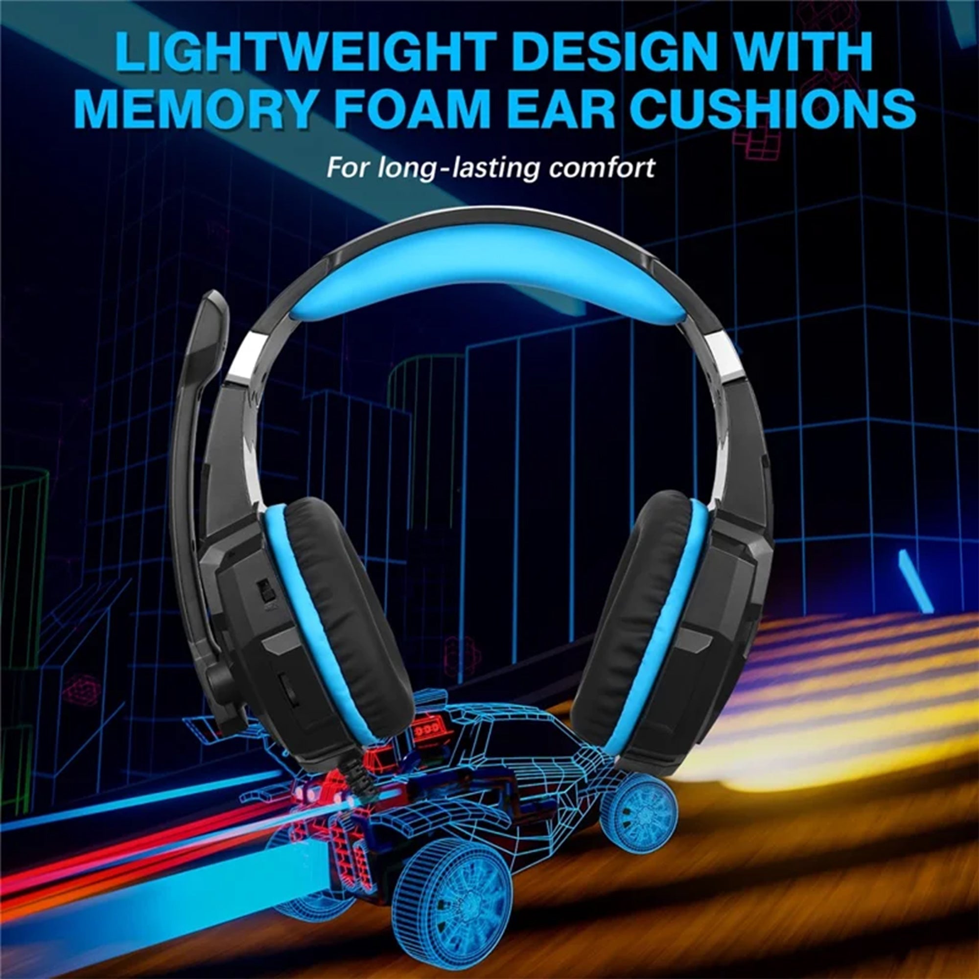 KOTION EACH G9000 Pro LED Light Gaming Headset Wired Over-Ear PC Headphone with Microphone - Blue