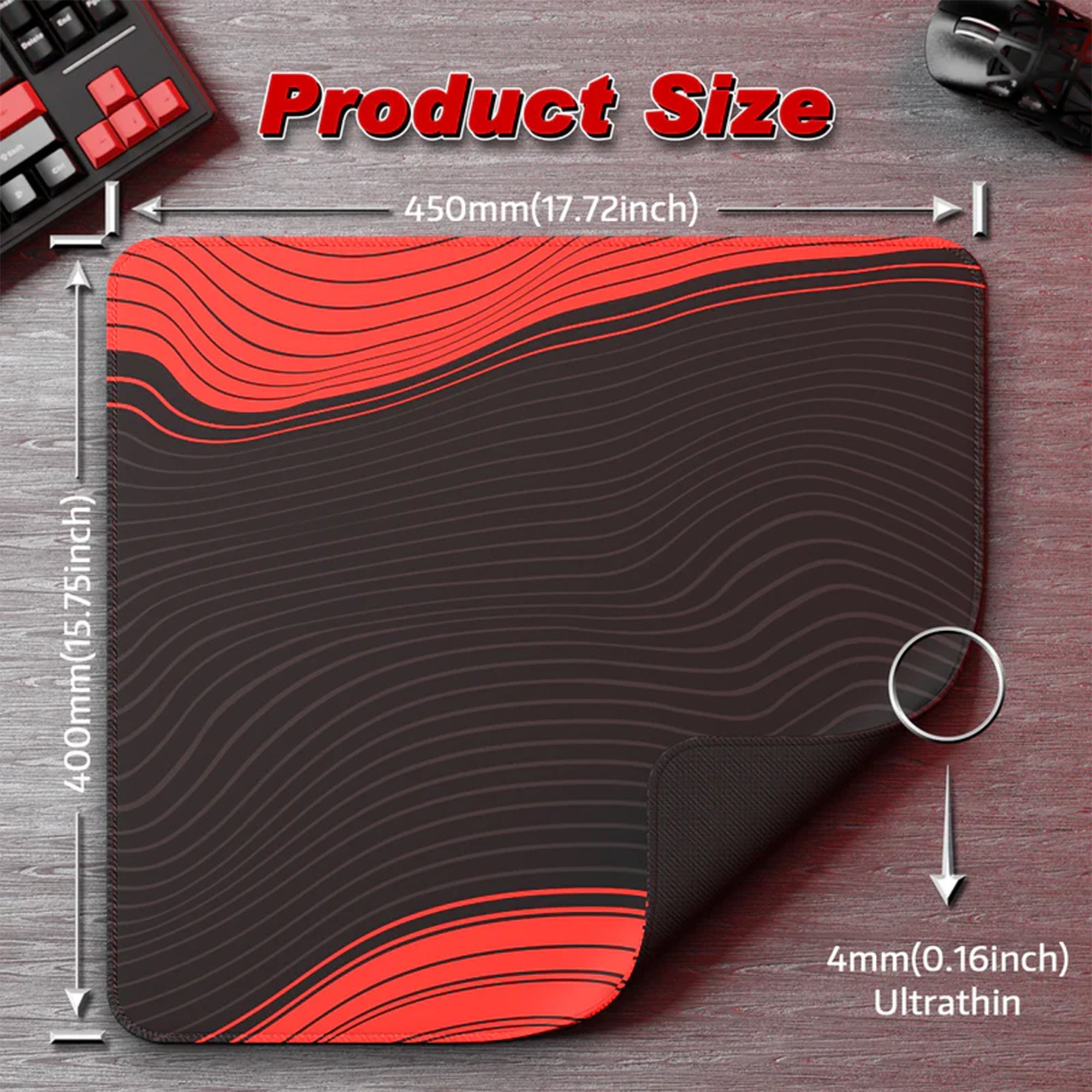 Attack Shark CM02 eSport Gaming Mouse Pad - Black/Red with Contour Line