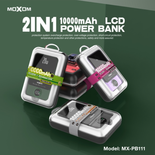 MOXOM 10000mAh PD20W+ Wireless 15W Magnetic and Wired Charging Power Bank