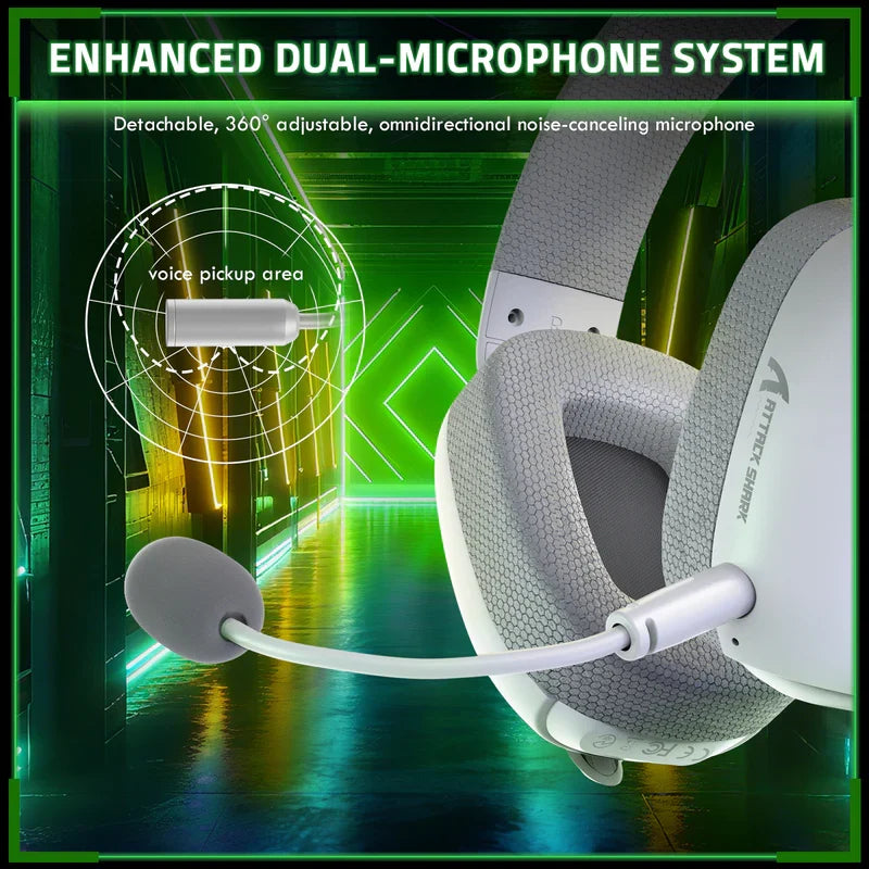 Attack Shark L80PRO Wireless Gaming Headset Lightweight Headphones with 20ms Low Latency, Dual Mics, 40mm Drivers, 300mAh Battery - 3 Modes (2.4G/Bluetooth/Wired) for PC/PS/XBOX
