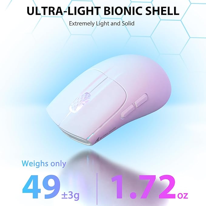 Attack Shark X5 RGB Weightless Mouse Tri-Mode Wired/2.4G/BT5.0, PAW3312 PixArt Optical Sensor, up to 4000DPI, with Long Battery Life for Office/Game
