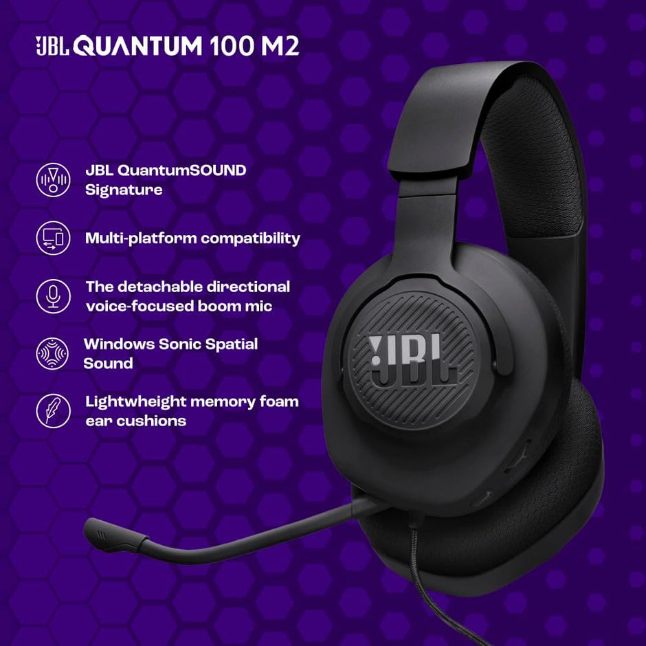 JBL Quantum 100 M2 Wired Gaming Headset - Black