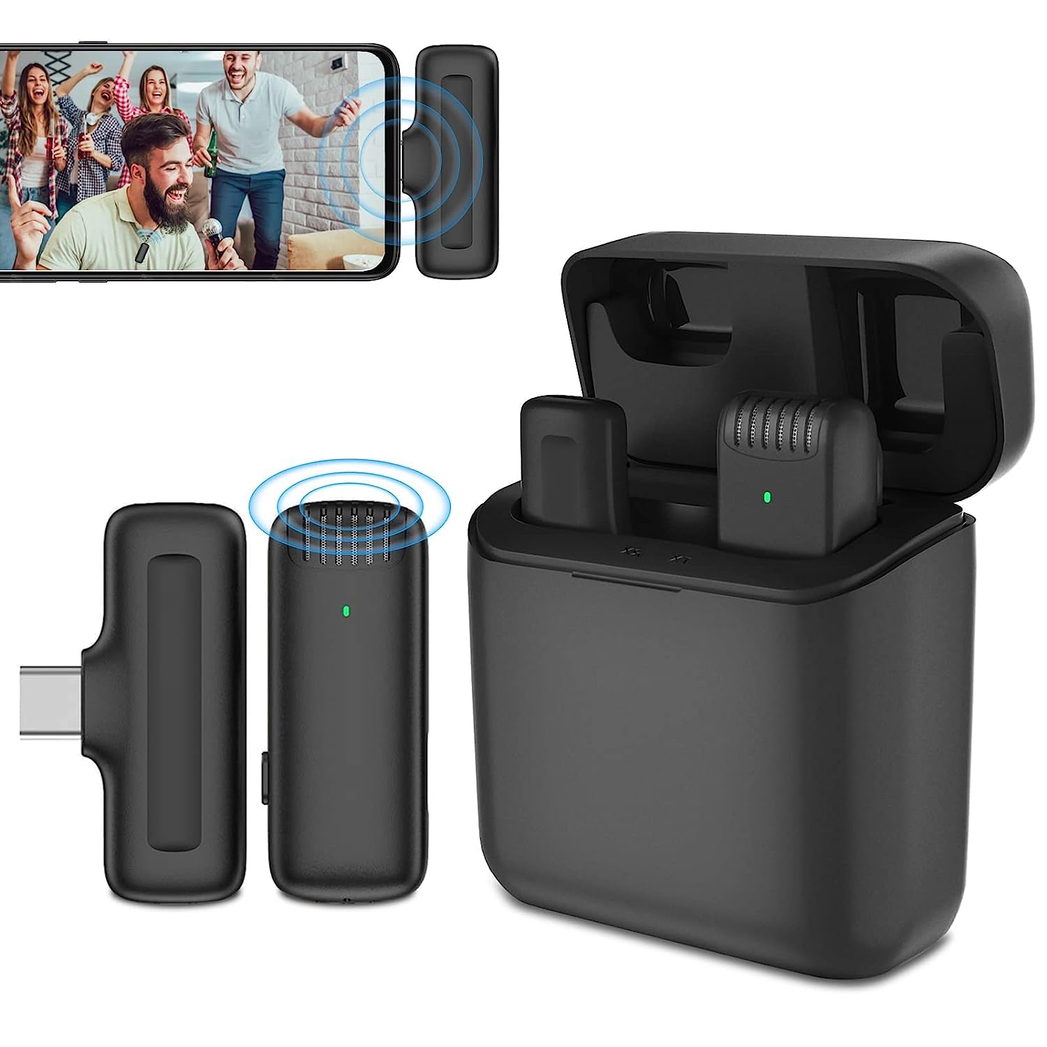 MOXOM Noise Reduction Type-C Wireless Microphone for Live Shows, Vlogs, and Interviews