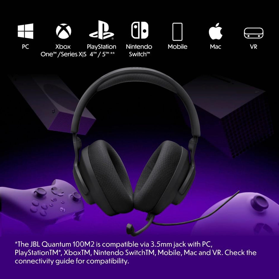 JBL Quantum 100 M2 Wired Gaming Headset - Black