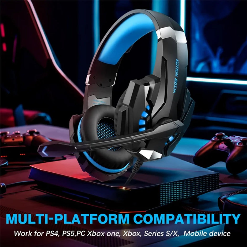 KOTION EACH G9000 Pro LED Light Gaming Headset Wired Over-Ear PC Headphone with Microphone - Blue