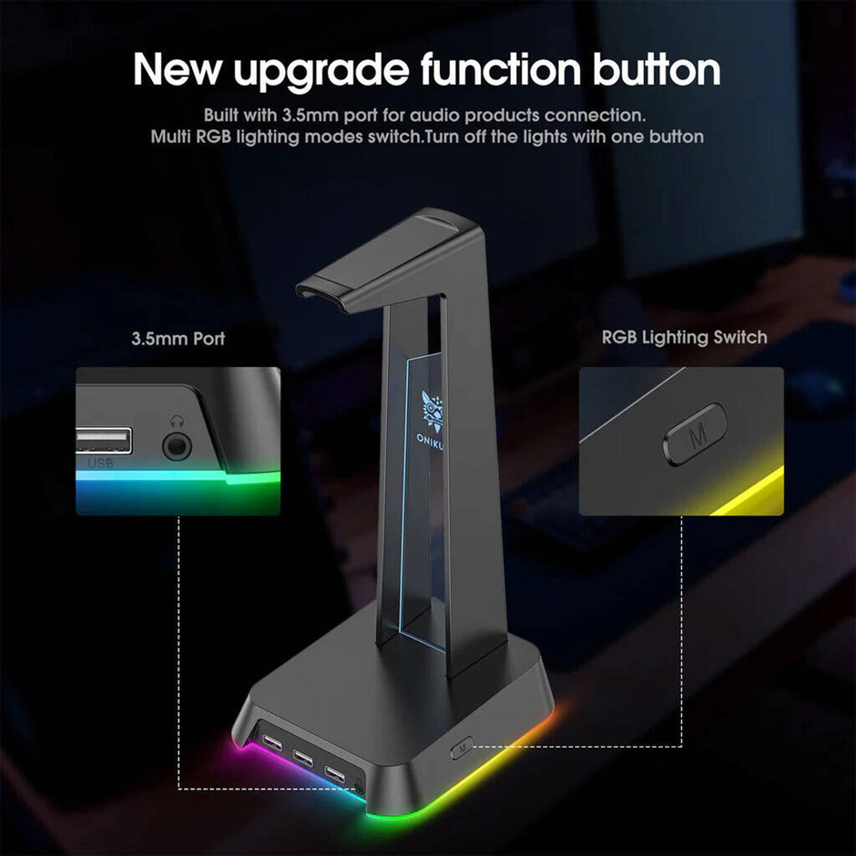 Onikuma ST-2 RGB USB Hub Headset Stand