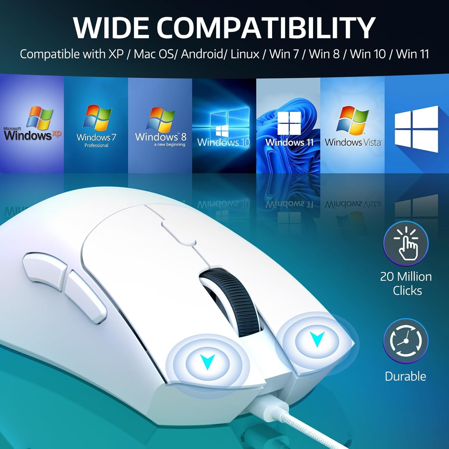 Attack Shark Wireless R1-Mouse Wired+2.4G+BT5.2 Connections BT5.2/BT5.2 Dual Channel Switching Tri-Mode Connection and Type-C Charging