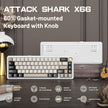Attack Shark X66 Wireless Mechanical Keyboard with Side Printed PBT Keycaps 60% Wireless Gasket Mechanical Keyboard and Custom Linear Strawberry Switches - Cheese White